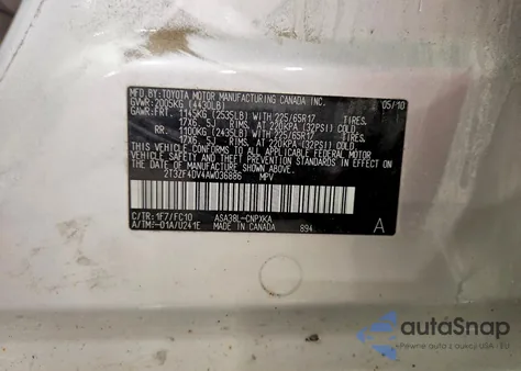 2010 Toyota Rav4 from USA, damaged, VIN 2T3ZF4DV4AW036886